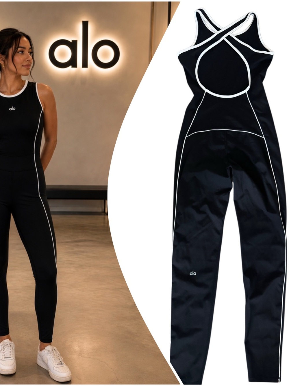 Women’s Black Contrast-Trim Jumpsuit